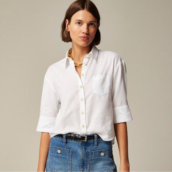 J crew Herringbone twill button-up shirt size 4 NWT khaki - Picture 2 of 11